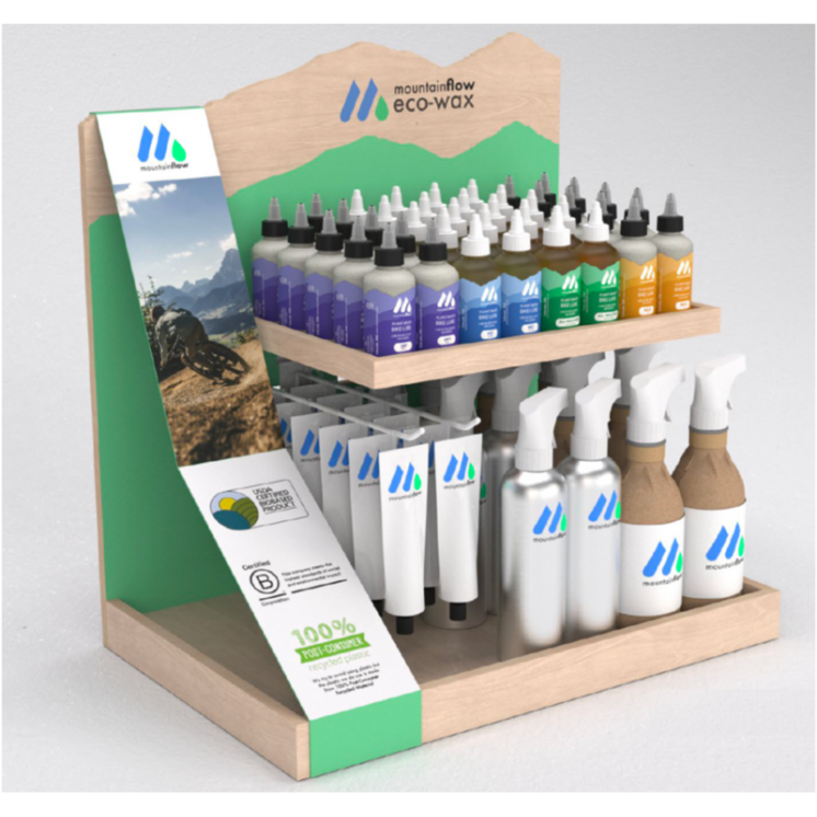 MountainFLOW présentoir complet avec produits